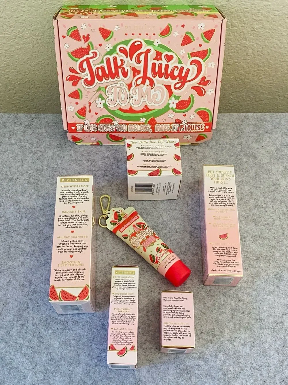 P.Louise Talk Juicy To Me Watermelon Skincare Gift Set 6 Full Size Products NIB